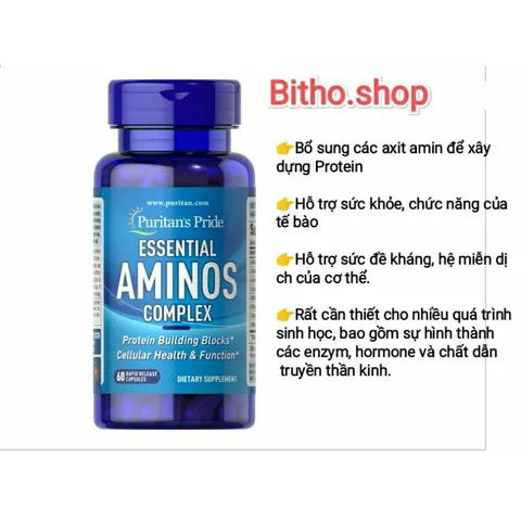 Viên uống Axit Amin Thiết Yếu Puritan's Pride - Hỗ Trợ Sức Đề Kháng và Miễn Dịch, Bổ Sung Protein Tự Do