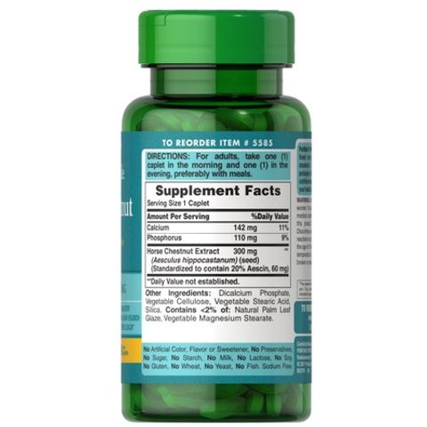 Viên Uống Giãn Tĩnh Mạch Chân Horse Chestnut 300mg Puritan's Pride - Hỗ Trợ Lưu Thông Máu Khỏe Mạnh 100 Viên
