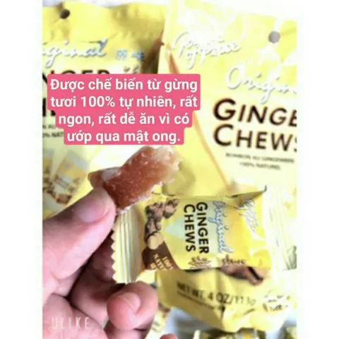 [Date 2024] Kẹo gừng dẻo tăng đề kháng, miễn dịch Original Ginger Chews nhập Mỹ