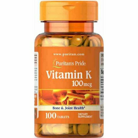 Viên Uống Vitamin K 100mg Puritan's Pride - Chắc Xương, Đẹp Da, Hỗ Trợ Đông Máu, Ngừa Lão Hóa Da, Dành Cho Người Trên 30 Tuổi