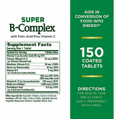  Viên Super B Complex với axit folic và vitamin C giúp khoẻ đề kháng, tim mạch 150 viên
