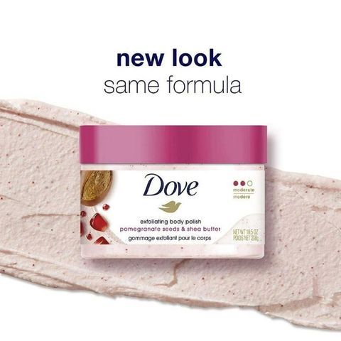 Kem Tẩy Da Chết Toàn Thân Dove Exfoliating Body Polish 298g - Dưỡng Ẩm, Làm Sáng Da, Hương Quả Lựu, Không Chứa Sulfate