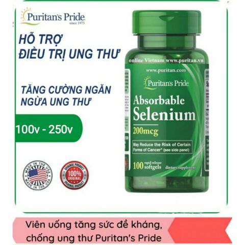 Viên uống Selenium hấp thụ 200mg - Ngăn ngừa ung thư, Tăng cường sức đề kháng, Hỗ trợ sức khỏe tim mạch, Giảm lão hóa da