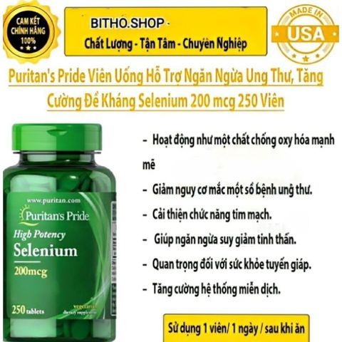 Viên uống Selenium hấp thụ 200mg - Ngăn ngừa ung thư, Tăng cường sức đề kháng, Hỗ trợ sức khỏe tim mạch, Giảm lão hóa da