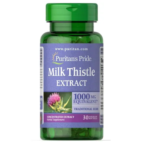Viên bổ gan Milk Thistle 1000mg Puritan Pride - Hỗ trợ thải độc gan, tăng cường chức năng gan, giải độc hiệu quả từ Mỹ