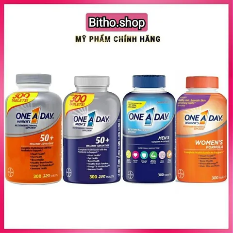 [Chính hãng]Vitamin Tổng Hợp One A Day Multivitamin Women's 50+ & Men's 50+ 300v của Mỹ