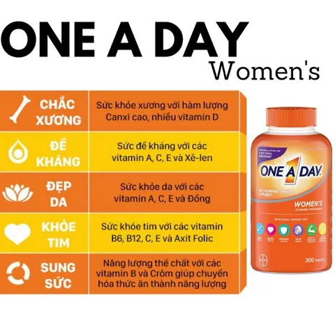 [Chính hãng]Vitamin Tổng Hợp One A Day Multivitamin Women's 50+ & Men's 50+ 300v của Mỹ