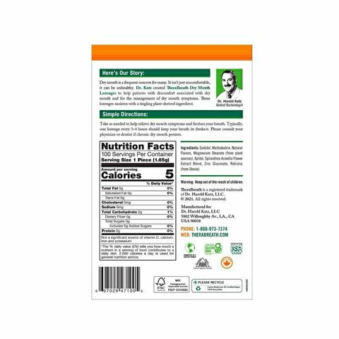 Viên ngậm TheraBreath Giảm Khô Miệng & Hôi Miệng - Bổ Sung Kẽm 3mg, Hỗ Trợ Sức Khỏe Răng Miệng, Giữ Ẩm & Thơm Hơi Thở
