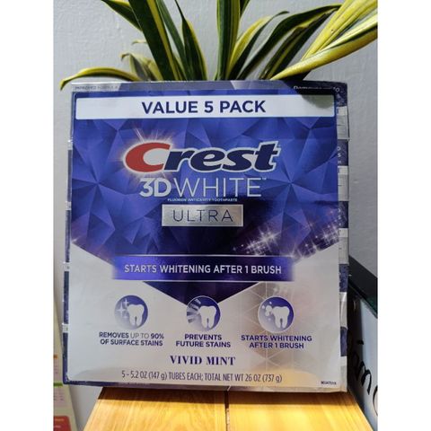 Kem đánh răng Crest 3D White Advanced Triple Whitening 147g - Làm trắng răng hiệu quả, chống sâu răng, cảm giác thơm miệng.