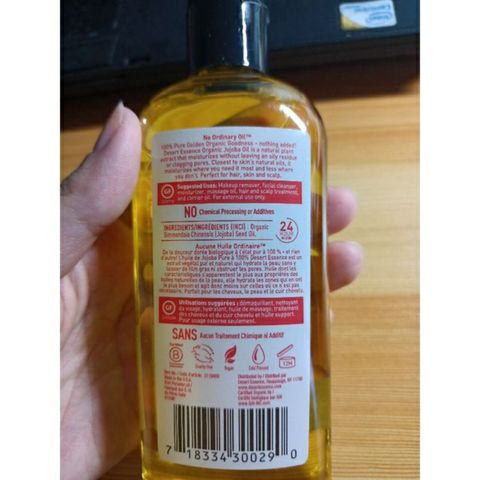Dầu Jojoba Oil Desert Essence Organic hữu cơ dưỡng da, dưỡng tóc 118ml