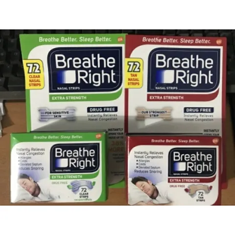Miếng Dán Chống Ngáy Breathe Right 72 Miếng - Giảm Nghẹt Mũi, Ngủ Ngon Hơn, Phù Hợp Da Nhạy Cảm và Thường