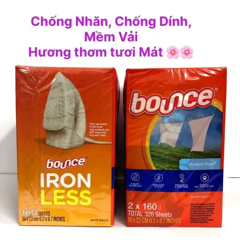 Giấy Thơm Bounce và Kirkland Mỹ - 160 Tờ/250 Tờ Dùng Cho Máy Sấy Quần Áo, Khử Mùi Hôi, Giữ Hương Thơm Lâu