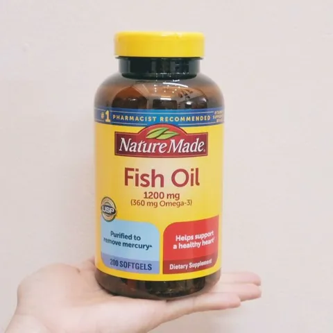 [Date 2027] Dầu cá tăng cường tim mạch, thị lực sáng mắt Fish Oil  Omega- 3 1200mg Nature Made 200v
