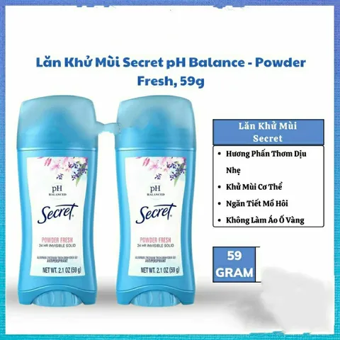 [ Date 2024] Lăn khử mùi Secert PH Balanced Powder Fresh 59g của Mỹ