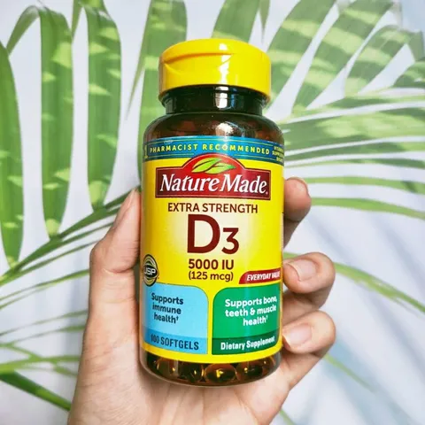 [ Date 2027] Viên uống vitamin D3 Nature Made 1000IU 650v,5000IU 100v