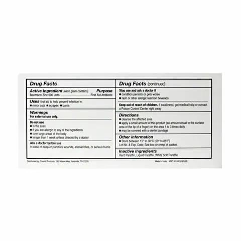 Kem Bôi Bacitracin Zinc CAREALL - Chăm Sóc Da, Giúp Nhanh Lành Sẹo, Vết Cắt, Xước Nhỏ, Côn Trùng Cắn, Phù Hợp Mọi Loại Da