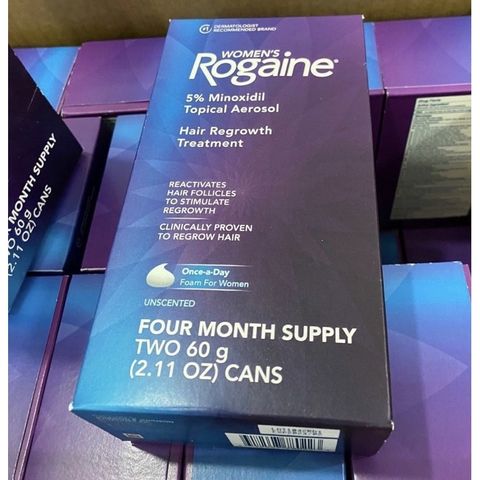 Kem Mọc Tóc Rogaine cho Nữ - Foam Tái Tạo Tóc 5% Minoxidil, Set 2 Chai Chống Rụng Tóc Do Di Truyền