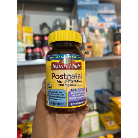 Vitamin Tổng Hợp Nature Made Postnatal Multi DHA 60 Viên - Dinh Dưỡng Cho Phụ Nữ Sau Sinh, Hỗ Trợ Mẹ Bỉm Sữa