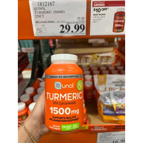 Viên uống tinh chất nghệ Qunol Turmeric 1500mg - Hỗ trợ kháng viêm & chống oxy hóa, 220 viên, bổ trợ sức khỏe tổng quát