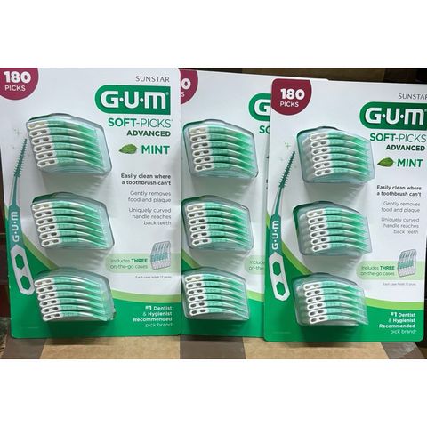 Tăm Nha Khoa Gum Soft Picks Advanced Mint - Set 180 Cái Hương Bạc Hà, An Toàn Cho Răng Nhạy Cảm, Khuyên Dùng Bởi Nha Sĩ
