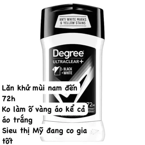 Lăn Khử Mùi Nam Degree Ultraclear Black + White 48h - Hương Thơm Nam Tính, Ngăn Ngừa Mồ Hôi, Không Để Lại Vệt Trắng