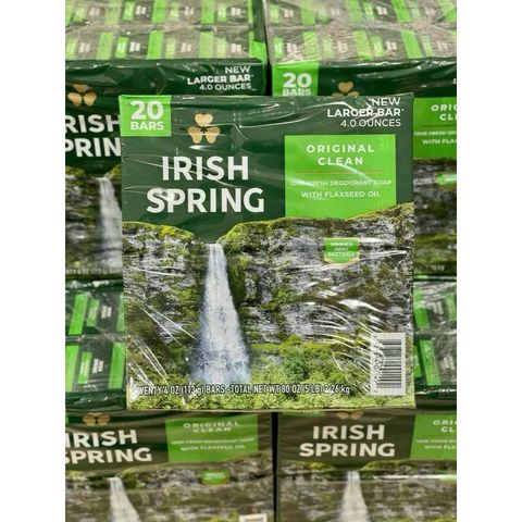 Xà Bông Cục Irish Spring Original Mỹ - Lốc 20 Cục, Thơm Ngát, Khử Mùi, Chăm Sóc Da Mịn Màng, Dùng Tắm & Rửa Tay