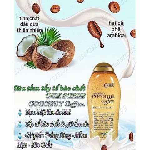 Sữa Tắm Tẩy Tế Bào Chết Coconut Coffee 577ml - Hương Dừa & Cà Phê, Làm Sạch Da Mịn Màng, Thư Giãn Tinh Thần