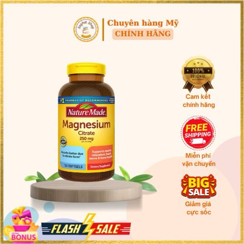 Viên uống Nature Made bổ sung Megnesium Citrate 400mg 180 Softgel 395065