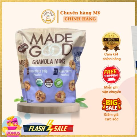 Snack Yến Mạch Made Good Granola Minis Bịch 24 Gói, Hữu Cơ, Thấp Calo, Thực Phẩm Lành Mạnh Cho Mẹ Bầu, Trẻ Em và Người Già