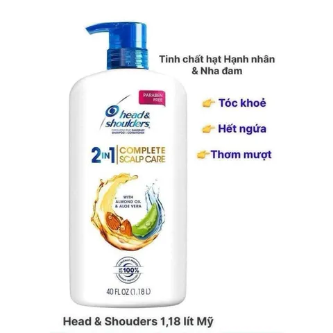 Dầu gội xả Head and Shoulders 2 in 1 Complete Scalp Care Mỹ - Chăm sóc tóc hiệu quả, ngăn gàu, cấp ẩm và nuôi dưỡng tóc chắc khỏe