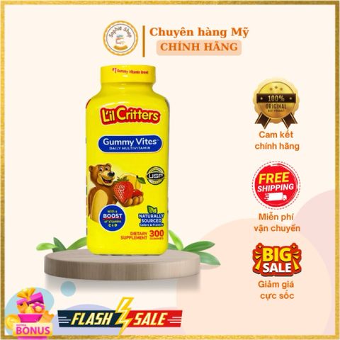 Vitamin Tổng Hợp Dành Cho Trẻ Em L'il Criters Gummy Vites 300v - Tăng Cường Sức Khỏe Và Phát Triển Toàn Diện