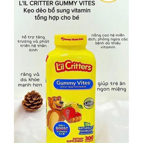 Vitamin Tổng Hợp Dành Cho Trẻ Em L'il Criters Gummy Vites 300v - Tăng Cường Sức Khỏe Và Phát Triển Toàn Diện