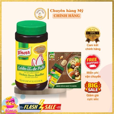 Bột Nêm Knorr Mỹ 1.14kg - Hương Vị Tự Nhiên, An Toàn Cho Gia Đình, Không Chất Béo, Tăng Cường Hương Vị Món Ăn