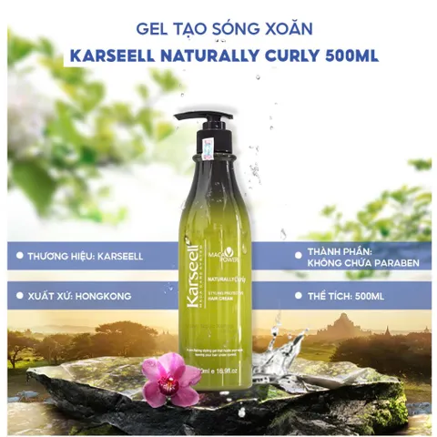Gel Tạo Kiểu Tóc Uốn Xoăn Karseell Maca Naturally Curly 500ml - Dưỡng Tóc Bóng Mượt, Giữ Nếp Lâu Dài, Phù Hợp Với Tóc Mỏng