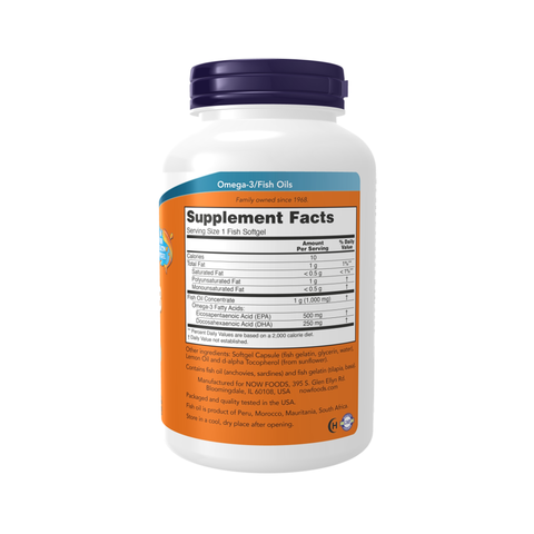 Viên Uống Dầu Cá Ultra Omega-3 NOW Foods Hỗ Trợ Tim Mạch, Giảm Mỡ Máu, Bổ Sung Omega-3 - Hộp 180 Viên Nang Mềm