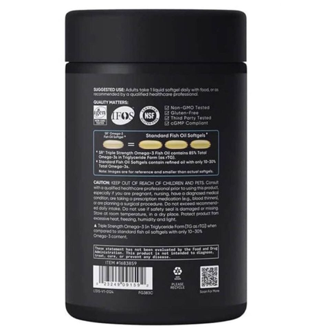 Dầu Cá Sports Research Triple Strength Omega 3 - 150 Viên Bổ Sung EPA & DHA Tăng Cường Tim Mạch và Nãon bộ