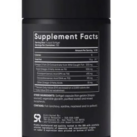 Dầu Cá Sports Research Triple Strength Omega 3 - 150 Viên Bổ Sung EPA & DHA Tăng Cường Tim Mạch và Nãon bộ