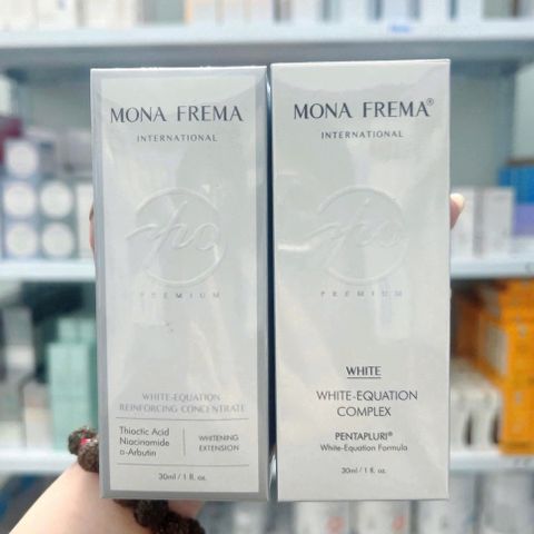 Bộ Đôi Serum Trị Nám Mona Frema - Serum White & White-Equation Reinforcing Concentrate Giúp Da Trắng Sáng, Mờ Nám Hiệu Quả