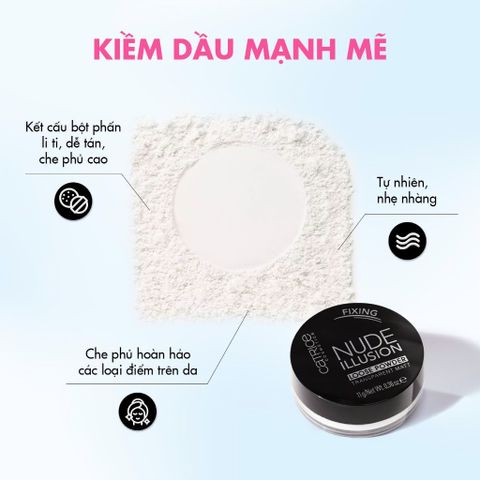 Phấn Phủ Kiềm Dầu Catrice Nude Illusion 11g - Kiểm Soát Bóng Dầu, Che Khuyết Điểm Tự Nhiên, An Toàn Cho Da Nhạy Cảm