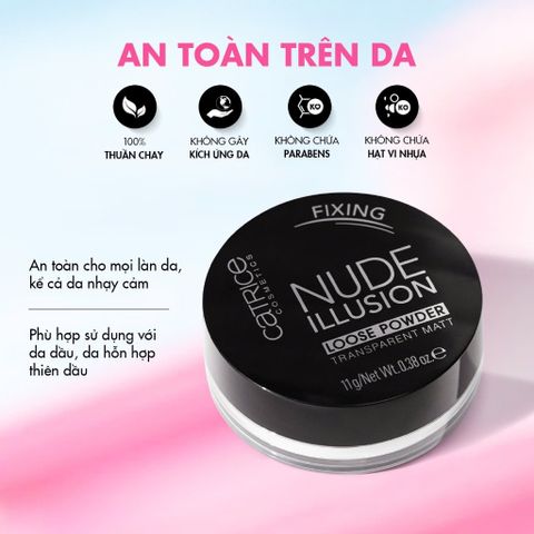 Phấn Phủ Kiềm Dầu Catrice Nude Illusion 11g - Kiểm Soát Bóng Dầu, Che Khuyết Điểm Tự Nhiên, An Toàn Cho Da Nhạy Cảm