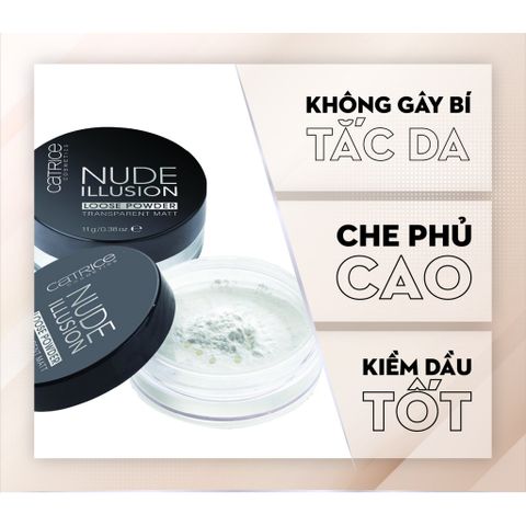 Phấn Phủ Kiềm Dầu Catrice Nude Illusion 11g - Kiểm Soát Bóng Dầu, Che Khuyết Điểm Tự Nhiên, An Toàn Cho Da Nhạy Cảm