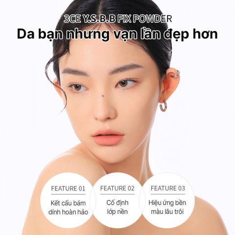 Phấn Phủ Kiềm Dầu 3CE Makeup Fix Powder 9g - Tạo Lớp Trang Điểm Lâu, Mịn Màng Tự Nhiên, Dưỡng Ẩm Da
