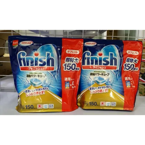 Viên Rửa Bát Finish Nhật Bản 150 Viên - Bột Rửa Bát Cao Cấp 2.2kg, Khả Năng Tẩy Rửa Mạnh, Sáng Bóng, Thơm Mát