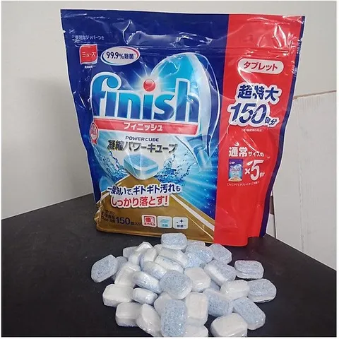 Viên Rửa Bát Finish Nhật Bản 150 Viên - Bột Rửa Bát Cao Cấp 2.2kg, Khả Năng Tẩy Rửa Mạnh, Sáng Bóng, Thơm Mát