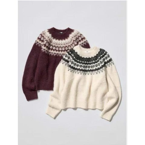 Áo Len Cổ Tròn Fairisle Uni - Thời Trang Nữ Ấm Áp, Dễ Phối Đồ, Phong Cách Bắc Âu Cho Mùa Đông
