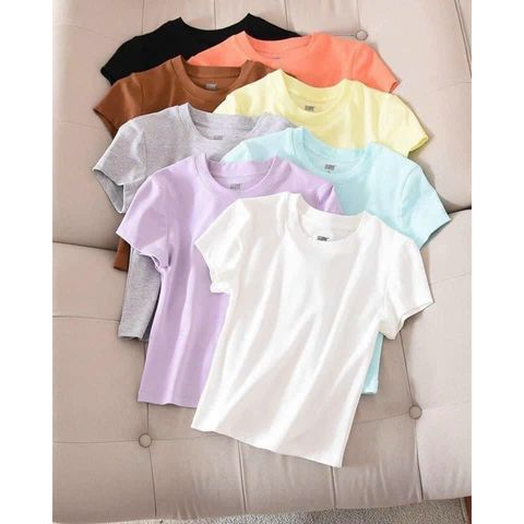 Áo Croptop Cotton Uni Nhật Bản - Thời Trang Nữ Dáng Croptop Trẻ Trung Nhiều Màu Sắc Pastel, Size S/M/L