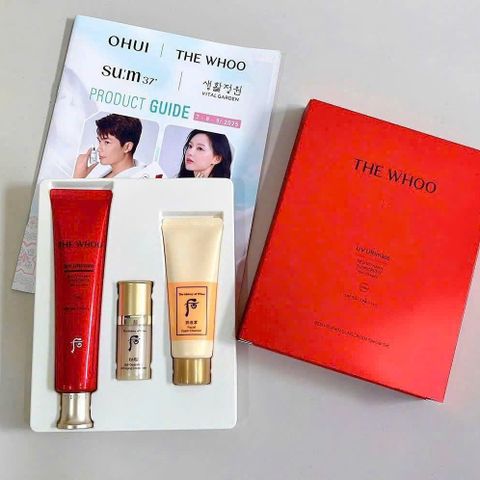 Bộ Dưỡng Da Whoo UV Ultimate Red Vitamin Set - Kem Chống Nắng SPF 50+/PA++++, Tinh Chất, Sữa Rửa Mặt - Bảo Vệ Da Tối Ưu 3 Món