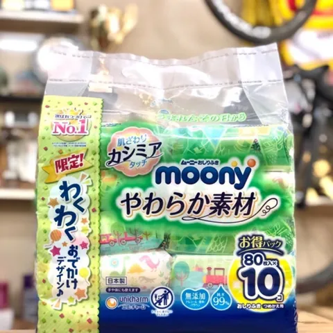 Khăn Giấy Ướt Moony Nhật Bản - Combo 76 Tờ An Toàn Cho Bé - Giữ Ẩm Da, Không Hóa Chất, Dành Cho Trẻ Sơ Sinh