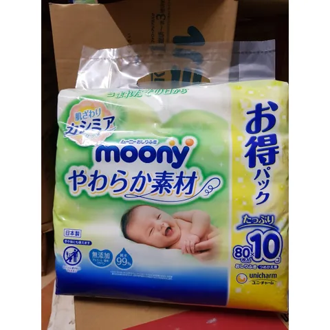 Khăn Giấy Ướt Moony Nhật Bản - Combo 76 Tờ An Toàn Cho Bé - Giữ Ẩm Da, Không Hóa Chất, Dành Cho Trẻ Sơ Sinh