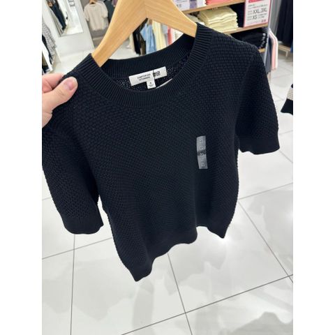 Áo Len Tay Ngắn Vải Cotton Dáng Popcorn - Thời Trang Nữ Xinh Xắn Phù Hợp Mọi Dịp, Mix Đẹp Với Quần Short, Váy